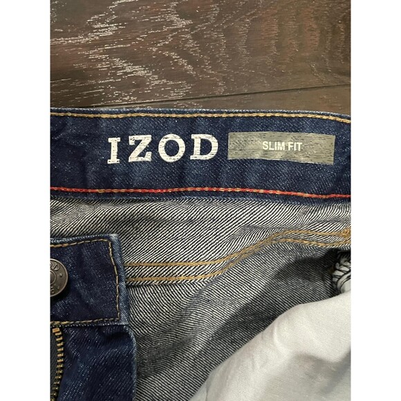 NEW- IZOD Jeans- Dark Blue Distressed- Slim Fit- US Men Size 30x30 - Picture 6 of 8